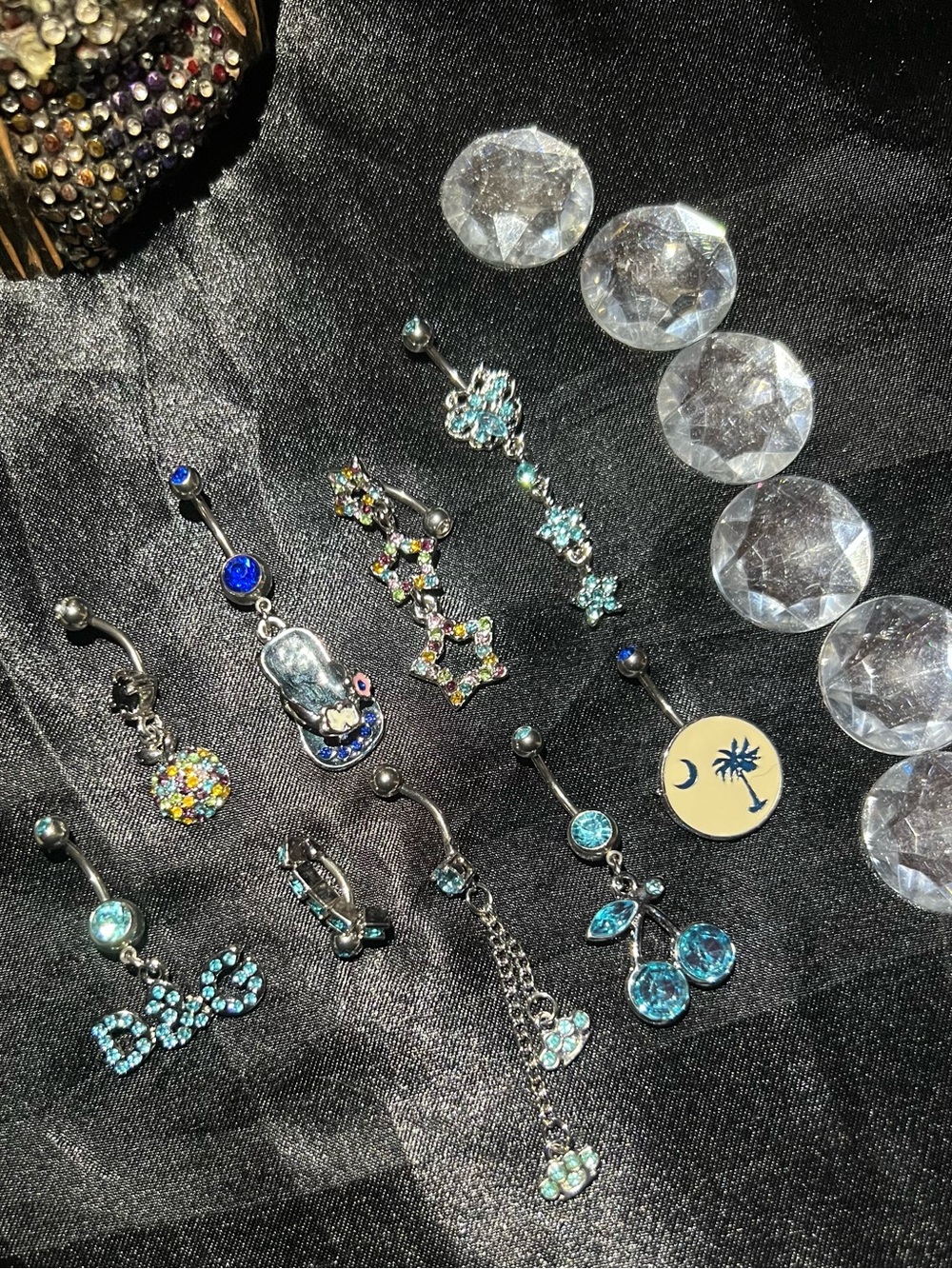 Womens Blue Crystal Belly Button Ring Collection